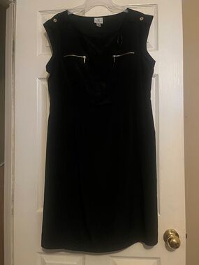 Worthington Black Midi Sheath Dress with Gold Hardware